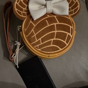 Disney Brown and Cream Mickey Mouse Wristlet